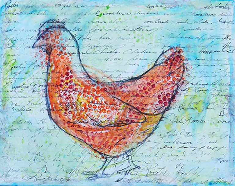 polka dot ceramic chicken